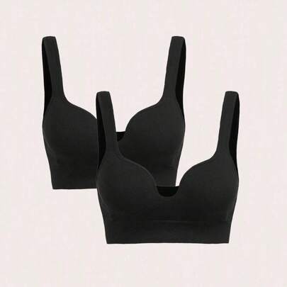 Women's Solid Color Everyday Fitness Sports Bra Sport Bra Pack Black Sports Bras Molded Cup Sports Bra Seamless Sports Bra Tops With Built In Bra Blac