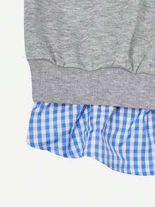 Teenager (Girl) Casual Korean Style Loose Bowknot Letter Print Stand Collar Sweatshirt, Back To School, Versatile