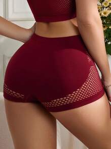 SHEIN Hautfreundliche, atmungsaktive, einfarbige, sexy, nahtlose Damen Panty-Shorts - Bordeaux - Übersicht 2