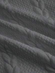 Manfinity Homme Men's Solid Color Stand Collar Long Sleeve Herringbone Casual Pullover Sweatshirt , Fall