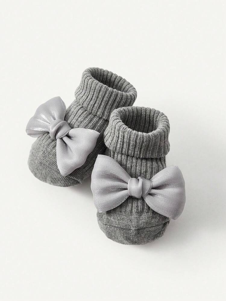 Cozy Pixies 2双女婴蝴蝶结可爱短款保暖袜，适合日常搭配 - 彩色 - 查看 6