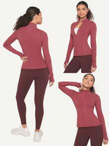 GLOWMODE FeatherFit™ Slim-It Streamline Performance Secure Pockets Zip Up Long Sleeve Jacket Low Impact Yoga Daily Fall