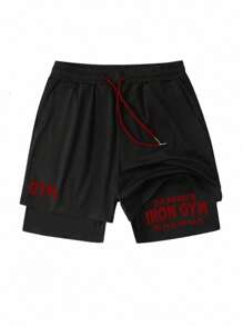 Manfinity Sport Corelite Set deportivo de 2 piezas para hombre, con top de manga corta y shorts con cordón, conjunto casual de entrenamiento para exteriores y gimnasio, transpirable