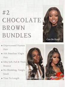 深棕色波浪卷发 1 件真人发束 161820 英寸 #2 巧克力棕色雷米接发 女士巴西双拉 - S2 - 查看 8