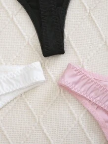 SHEIN Bộ 3 quần lót ren vá thanh lịch và trưởng thành dành cho nữ - Nhiều màu - Xem 3