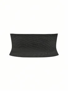 SHAPORA Plus Size Women's Black Front Button Waist Belt, Everyday Wear - Black - View 2
