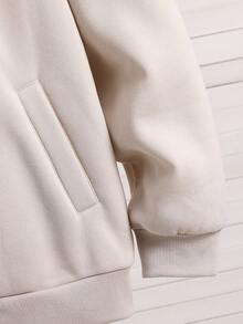 SHEIN Teens/Youth Basic Wear Casual Solid Color Zip-Up Jacket, All-Match Versatile Design Suitable For Commuting, School, Daily Casual, Travel, Outdoor Party, Sports, Bomber Jacket Casual Jacket Light Jacket Zip Up Jacket Fall Autumn And Winter Clothes - Apricot - View 8