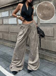 Coolane Pantalon long brillant vintage pailleté décontracté mode de rue d'été pour femmes