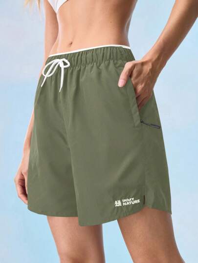 In My Nature 女士户外短裤 女士户外短裤 女士户外短裤 女士休闲百搭户外短裤，秋冬女士橄榄绿运动短裤 女士带口袋健身短裤 宽松健身短裤 舒适运动短裤 海藻绿短裤 健身短裤 徒步短裤 中性风格短裤 男女通用