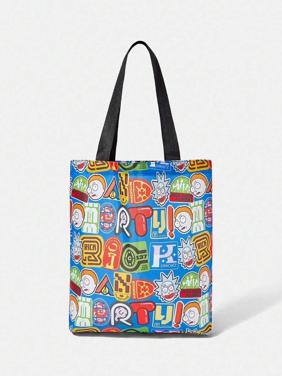 Rick and Morty X SHEIN 女士时尚卡通图案手提包 - 彩色 - 查看 1
