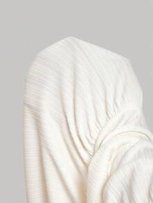 SHEIN MOD 2 件套：修身长袖方领上衣和层叠百褶裙，日常休闲装，白色裙子和上衣套装，奶油色两件套，夏季两件套裙，女士 2 件套裙，层叠裙套装，女士秋季服装 - 白色 - 查看 9