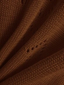 Franclia 女式纯色简约无袖针织上衣，日常穿着 - 棕色 - 查看 3