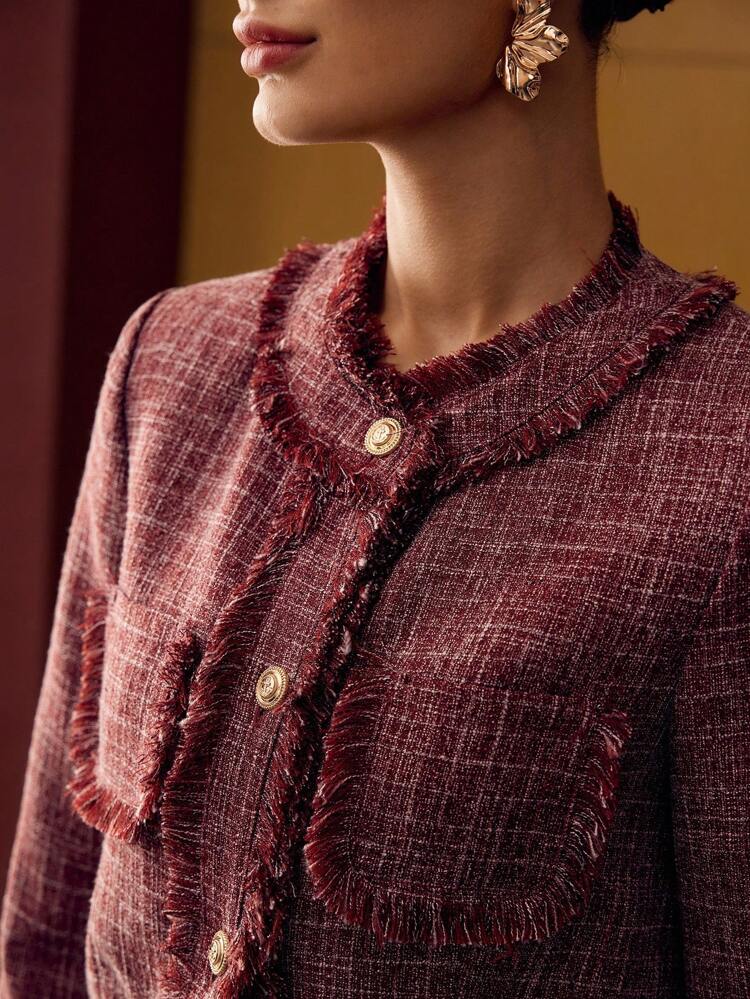 TWEED RAW TRIM BOXY JACKET, FALL WINTER
