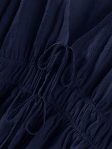 CosyJoli Plus Size Solid Color Minimalist V-Neck Short Sleeve Shirt, Casual Everyday Wear,Fall Clothes For Women