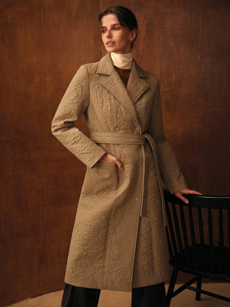 JACQUARD BELTED WINTER COAT