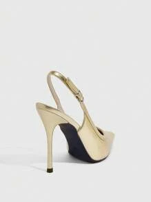 CUCCOO SZL 女士尖头可调节带扣时尚高跟露背浅口鞋