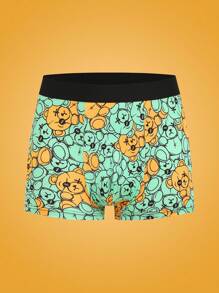 NotGurli 4pcs/Set Cartoon Bear Print Casual Boxers For Men
