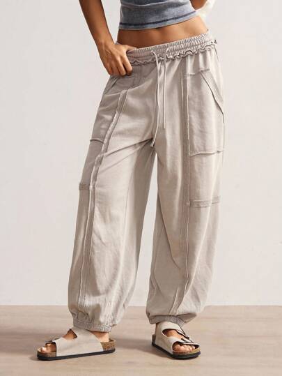 Bohemela 女式休闲纯色针织宽松抽绳运动裤