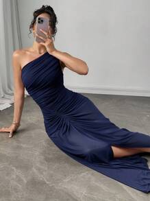 Firerie 女士新款优雅红裙褶饰网纱连衣裙、度假裙、酒红色裙子/海边、派对、酒会/演唱会/郊游休闲 - 藏蓝色 - 查看 7