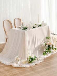 1 件/5 件白色美丽纱布桌旗桌布、婚礼派对房间餐桌装饰用品桌布、生日结婚周年家庭节日派对房间餐桌 DIY 装饰、婚礼纱布、家居装饰、婴儿淋浴装饰、椅背装饰纱、白色纱布、2026 新年装饰、新年桌旗 - 白色 - 查看 4