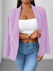 SHEIN PETITE Plus Size Solid Color Minimalist Casual Long Sleeve Thin Blazer Fall Cloth For Women Autumn