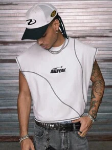 AXEPEAK 男士针织时尚休闲宽松无袖背心 - 白色 - 查看 1