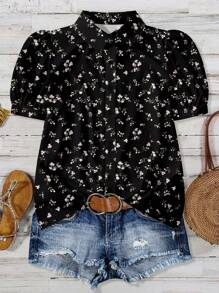 EMERY ROSE Áo cánh tay phồng họa tiết hoa ngày lễ cỡ lớn, trang phục mùa hè cho nữ, váy dự tiệc cưới Boho Phục hưng, ngày của mẹ, đơn giản và thời trang, kỳ nghỉ - Nhiều màu - Xem 3