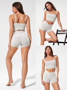 GLOWMODE FeatherFit™ Two-Tone Scoop Neck Longline Sports Bra Low Impact Yoga Daily