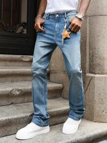 Manfinity Hypemode Men's Skinny Jeans - Soft, Comfortable, Casual, All-Season, Slim Fit Stretch Jeans - Light Wash - View 3