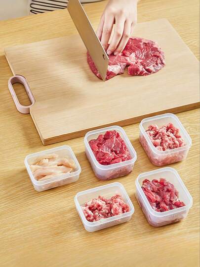 2组带格子小号冰箱收纳盒，冰箱整理容器适用于冷冻肉类及餐饮保鲜