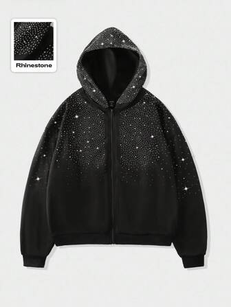 Street Life Men's Sparkling Rhinestone Diamond Sweatshirt Sweatshirt, Loose Cropped Style