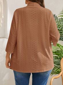 EMERY ROSE Große Größen Mantel mit langen Ärmeln in Unifarbe, Lässig Alltagsmode, Urlaub, Boho