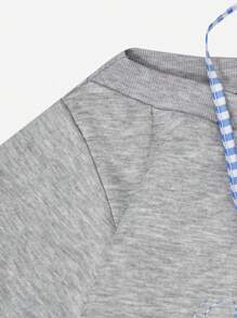 Teenager (Girl) Casual Korean Style Loose Bowknot Letter Print Stand Collar Sweatshirt, Back To School, Versatile