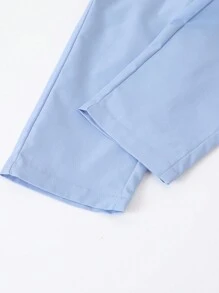 SHEIN 2pcs Tween Boys' Slim Fit Wedding/Formal Event Piano Performance Vest & Pants Suit Set, Spring/Summer, School, Campus, College Fall Winter - Blue - View 7