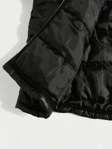 SHEIN Teen Boys' Casual Padded Puffer Hooded Zip-Up Jacket, All-Match Versatile Winter Coat, Quilted Design, Suitable For Commuting, School, Daily Casual, Travel, Outdoor, Party, Sports, Fall Autumn And Winter Coat - Black - View 9