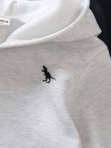 SHEIN Genkimix Kids 3pcs/Set Toddler Boys' Casual Dinosaur Embroidery Hoodie Sweatshirt & Loose Pants Outfit, High-Quality Soft Fabric, Versatile For School, Outing, Holiday, Party, Back To School Season Fall Winter