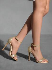 CUCCOO SZL Women's Summer New Strap Woven Metallic Color Fashion Thin High-Heel Sandals - Gold - View 8