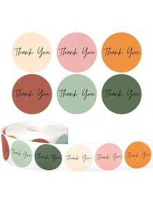 500 张/卷波西米亚自粘式感谢标签贴纸，圆形密封标签，适用于商务、婚礼、生日、送礼会用品和信封礼品包装