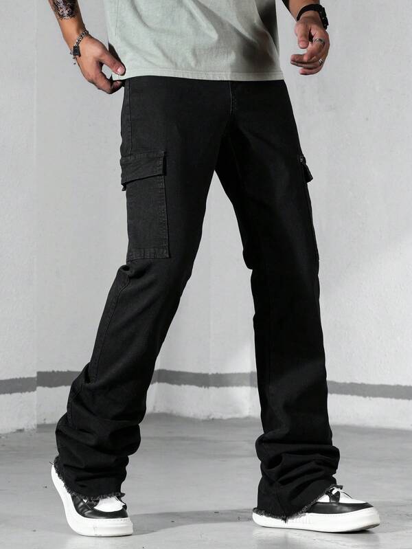 Chillumni 男士牛仔紧身喇叭工装裤