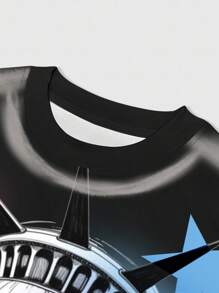 ROMWE MEN Street Life 男士休闲印花圆领短袖T恤 - 彩色 - 查看 3