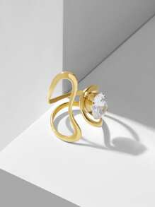MOTF PREMIUM 18K镀金优雅几何开口戒指 - 金色 - 查看 6