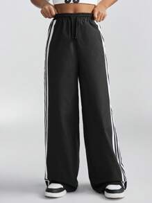 Coolane Kids 青少年女孩裤子运动衫运动衫返校服装妈妈和我 Garphic 复古 Kpop Y2k 黑白阔腿运动裤足球/排球感恩节万圣节服装圣诞节运动裤春/秋/冬