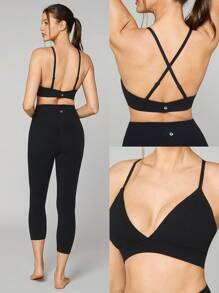 GLOWMODE FeatherFit™ V-Shaped Sports Bra Light Support - Black - View 6