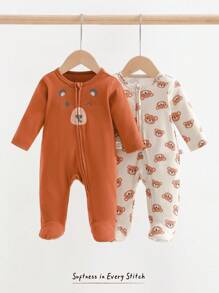 Cozy Pixies Conjunto de 2 peças de Macacão e Calça de Manga Longa com Gola Redonda em Tricô Macio com Estampa de Urso Cartoon para Bebê Recém-Nascido Menino/Menina