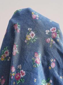 Bohemela 大码休闲复古碎花连帽衫 - 藍色 - 查看 8