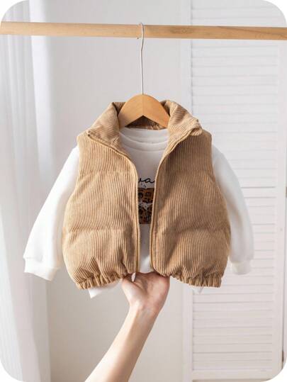 SHEIN Baby Girls Cute Versatile Warm Fleece Sleeveless Jacket Vest, Autumn Winter