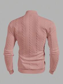 Manfinity Mode Áo nỉ chui đầu cổ dài tay tối giản màu trơn cho nam, mùa thu - Bụi hồng - Xem 2