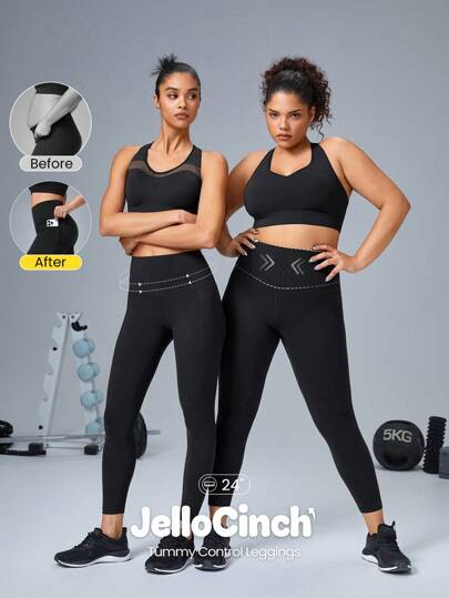 GLOWMODE Mallas FeatherFit™-Sculpt Snatch It con control de abdomen, bolsillo, banda de silicona suave para cintura, adecuado para correr, hacer ejercicio en el gimnasio y andar en bicicleta con impacto medio