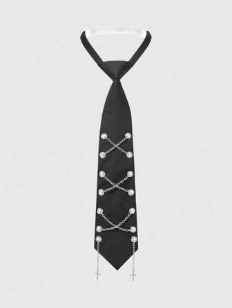 Grunge Punk Punk Style Cross Chain Tie, Adjustable Length, Unisex Fashion Accessory