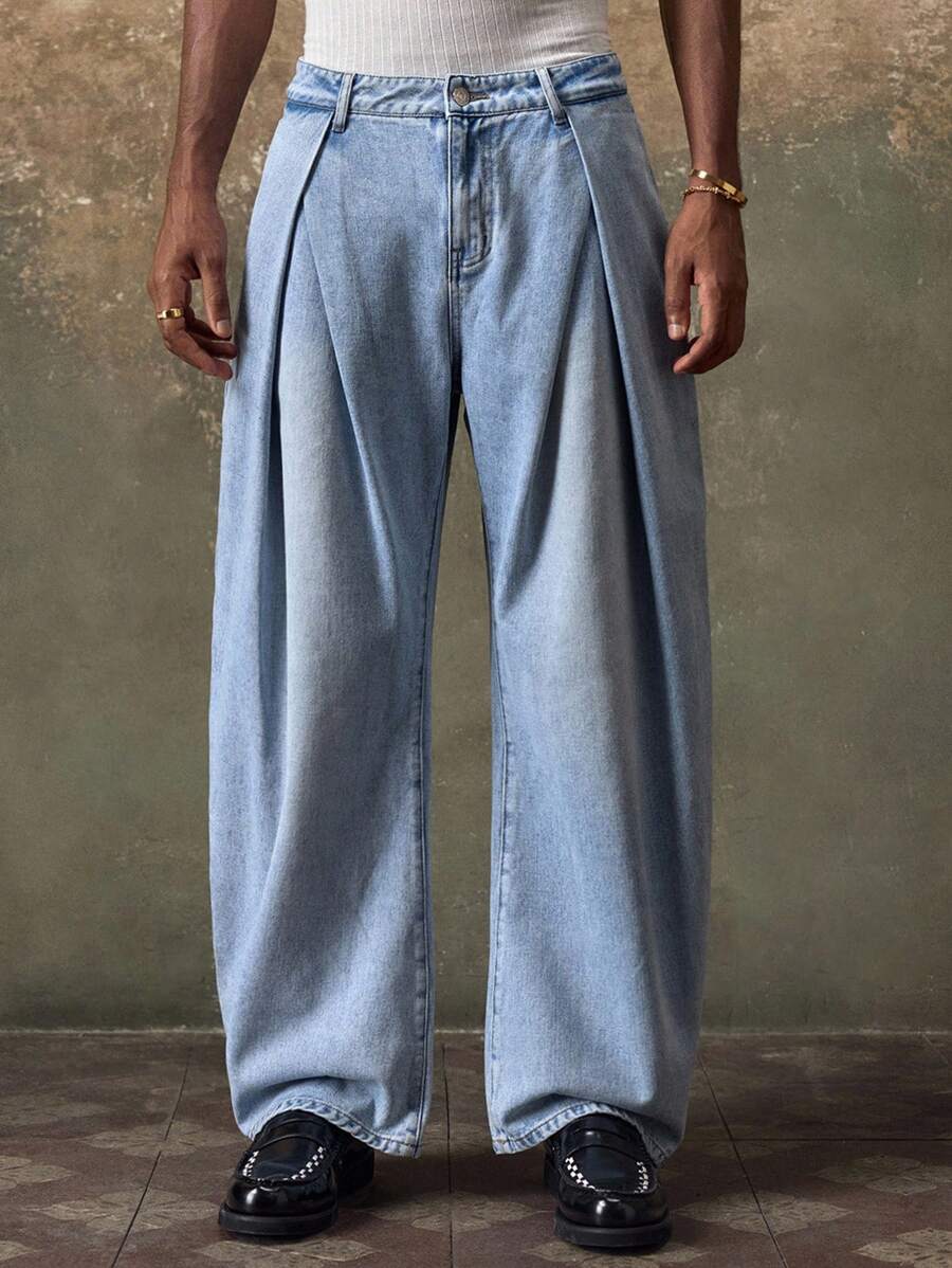 AKNOTIC Men's Woven Casual Loose Straight Leg Pants, Fashionable Daily Wear